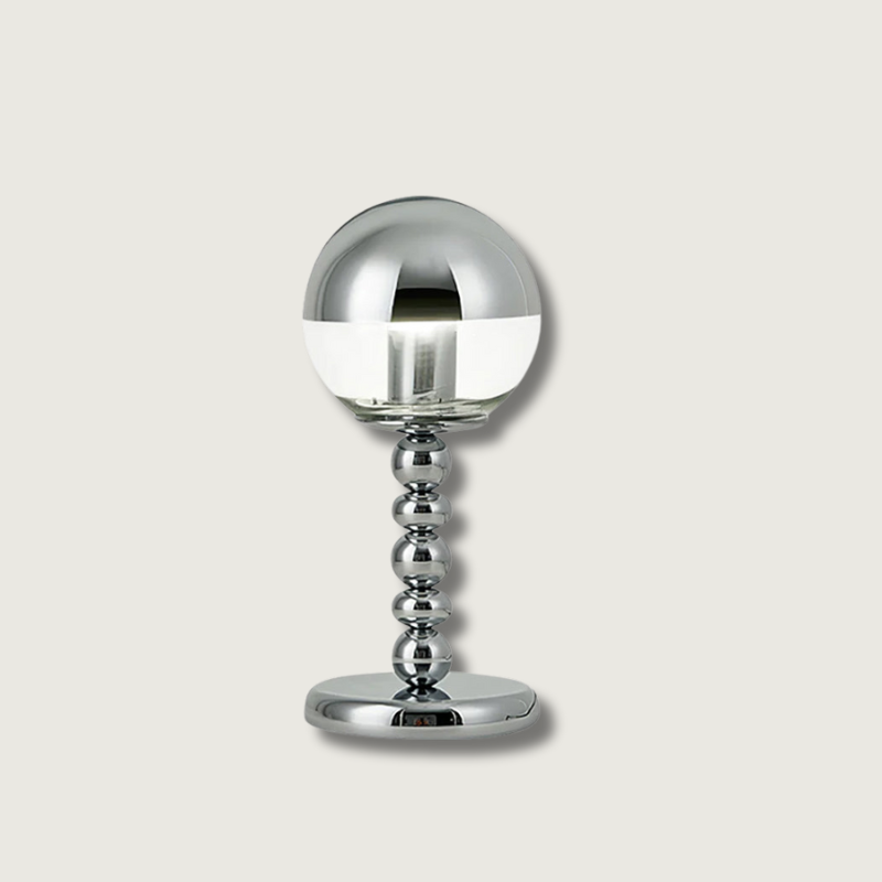 Modern Chrome Table Lamp Mirrored Glass Ball Design - Product showcase