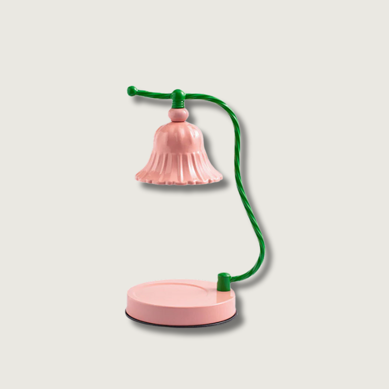 Floral Glass Table Lamp Pink Bell Shade Design - Product showcase