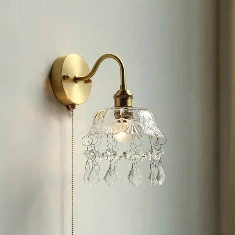 Nordic Ceramic Wall Light Ribbed Glass Shade With Brass Fixture - Product detail 26