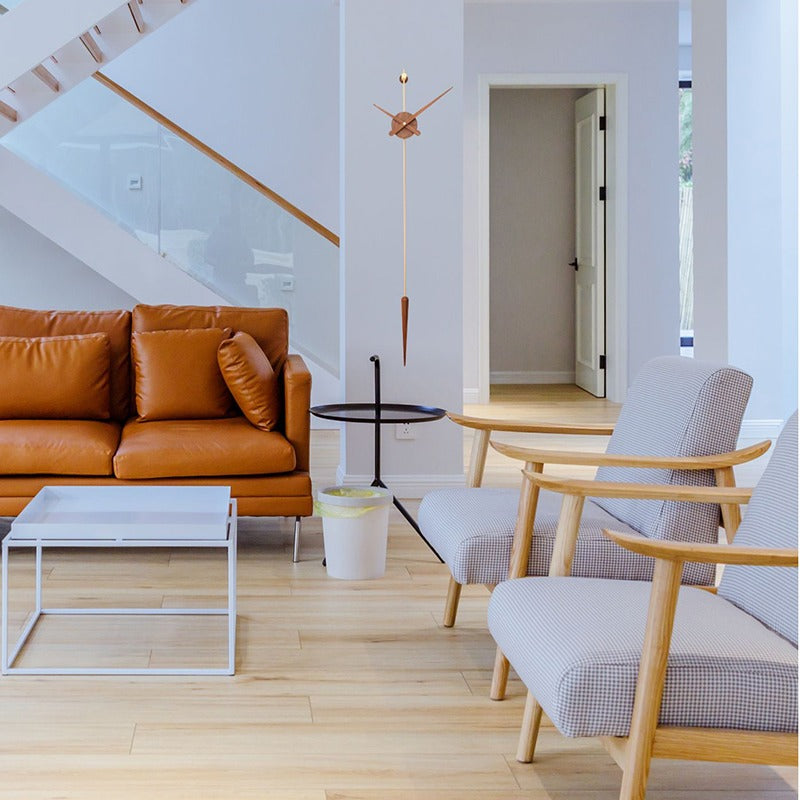 Minimalist Pendulum Wall Clock  Wood and Gold Design - Detailed view