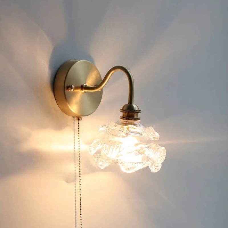 Nordic Ceramic Wall Light Ribbed Glass Shade With Brass Fixture - Product detail 27