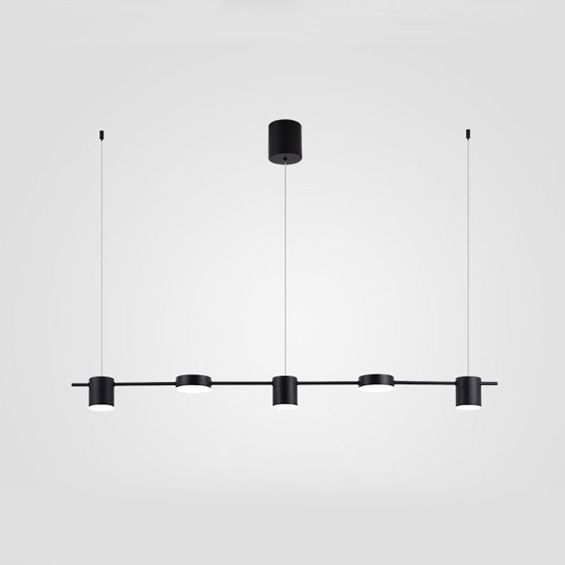 Modern Linear Pendant Light  Brass Drum Shade Design - Detailed view