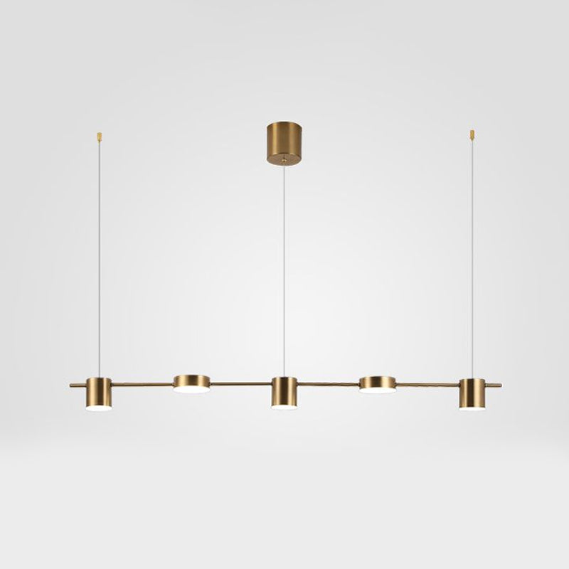 Modern Linear Pendant Light  Brass Drum Shade Design - Product example