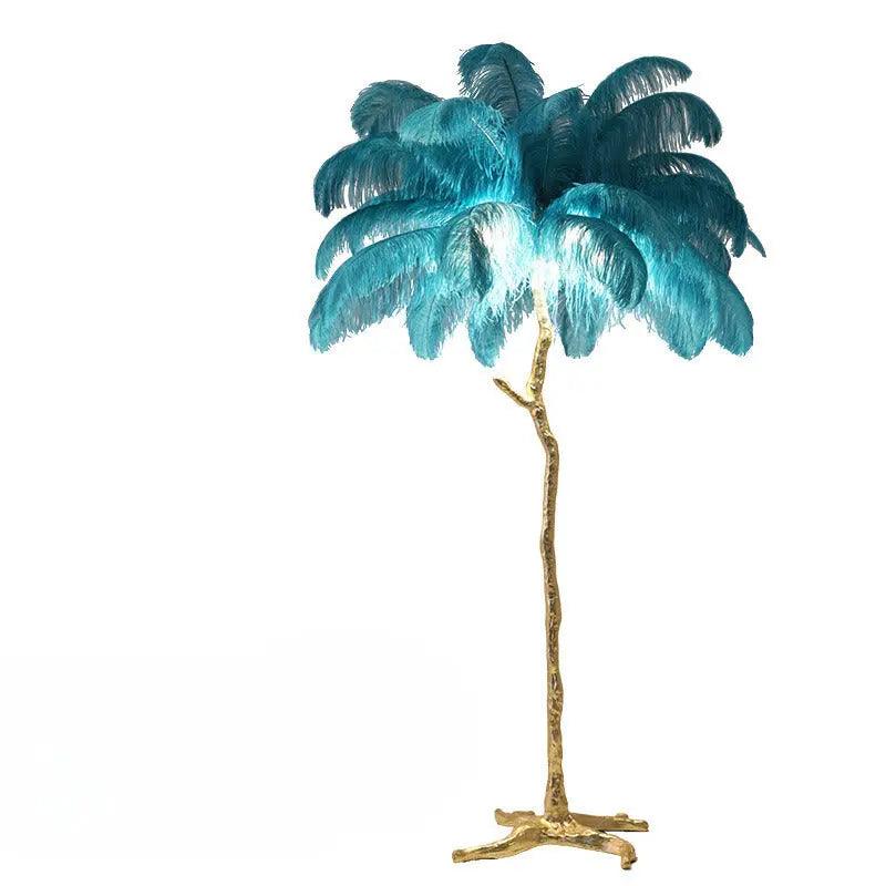 Nordic Feather Floor Lamp Pink Ostrich Plume Gold Stand - Product detail 9