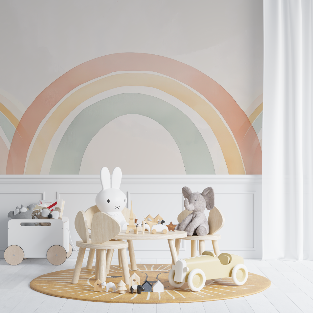 Rainbow Mural Wallpaper | Boho Pastel Arch Design