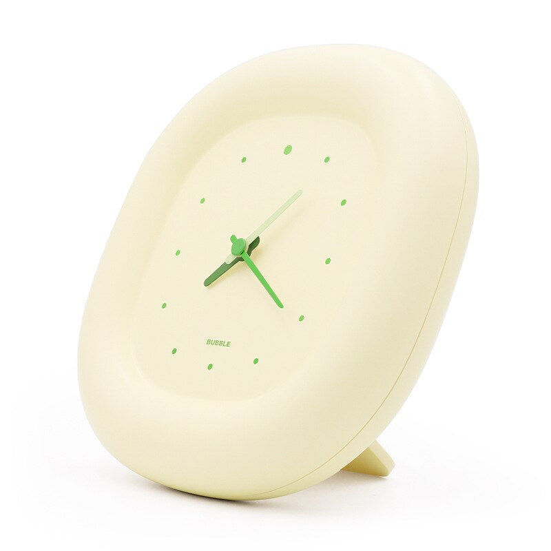 Minimalist Wall Clock  Soft Cream With Green Accents - Product example