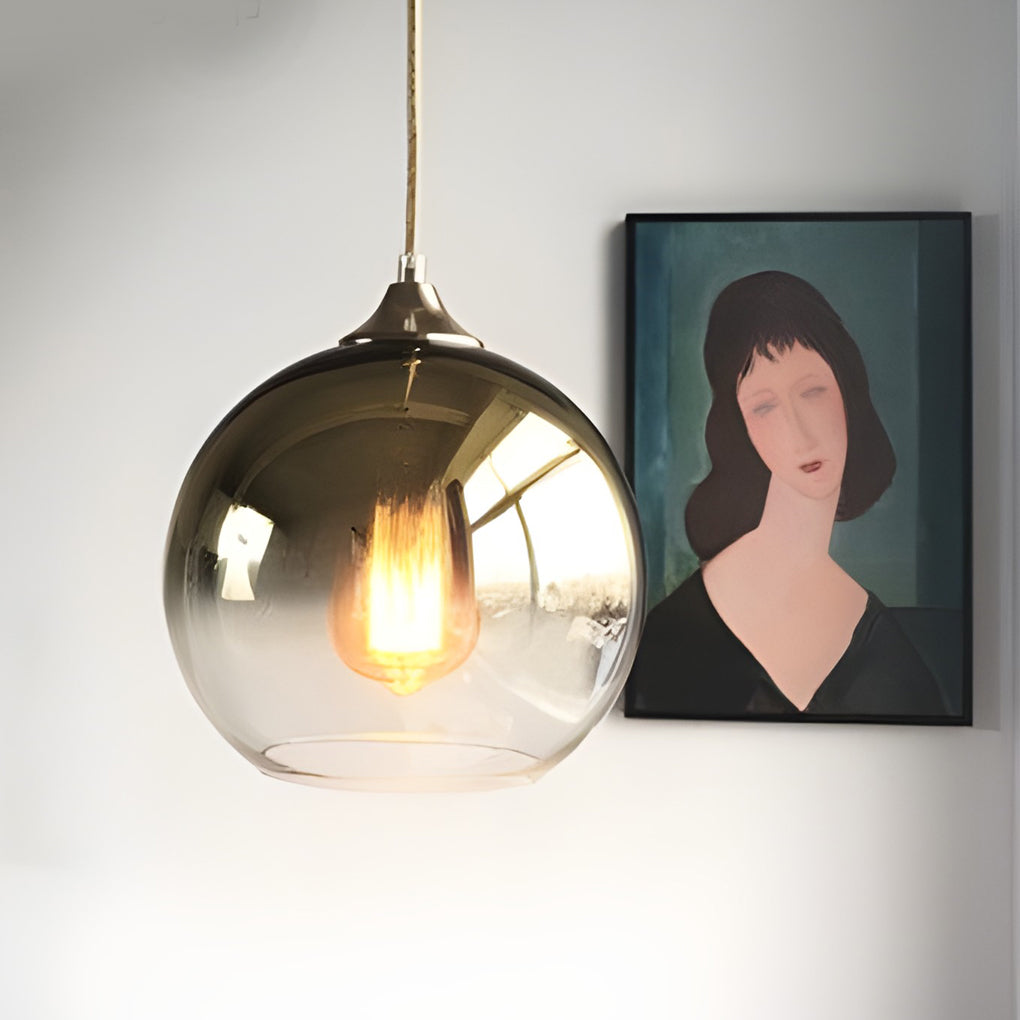 Modern Glass Pendant Light Smokey Globe Design - Product detail 9