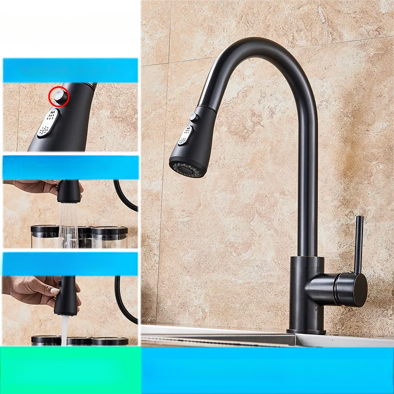 Modern Pull Down Kitchen Faucet Brushed Nickel Flexible Spout - Product detail 10