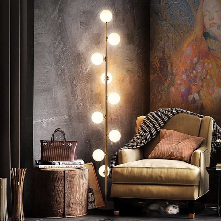 Modern Floor Lamp  Vertical Gold Spheres Design - Product detail 5