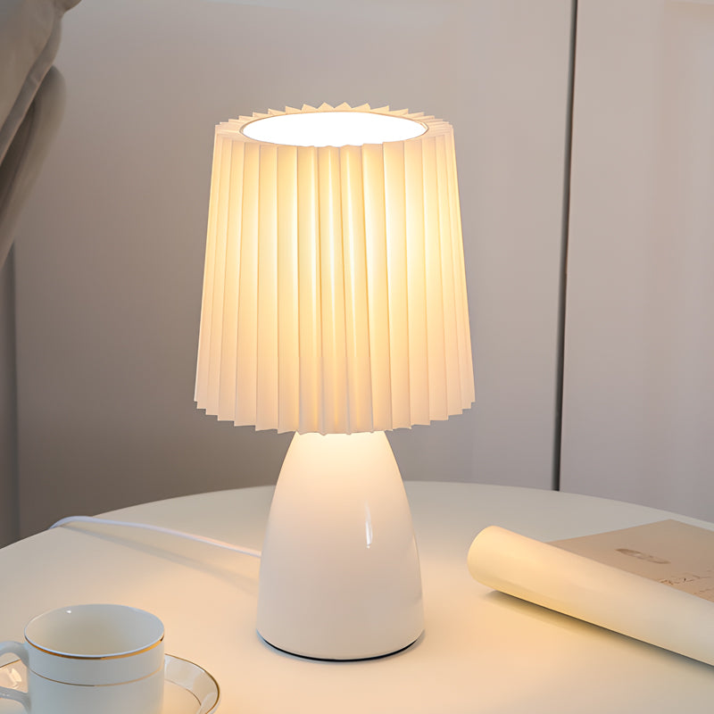 Modern Table Lamp Pleated Shade Glass Base - Product detail 8