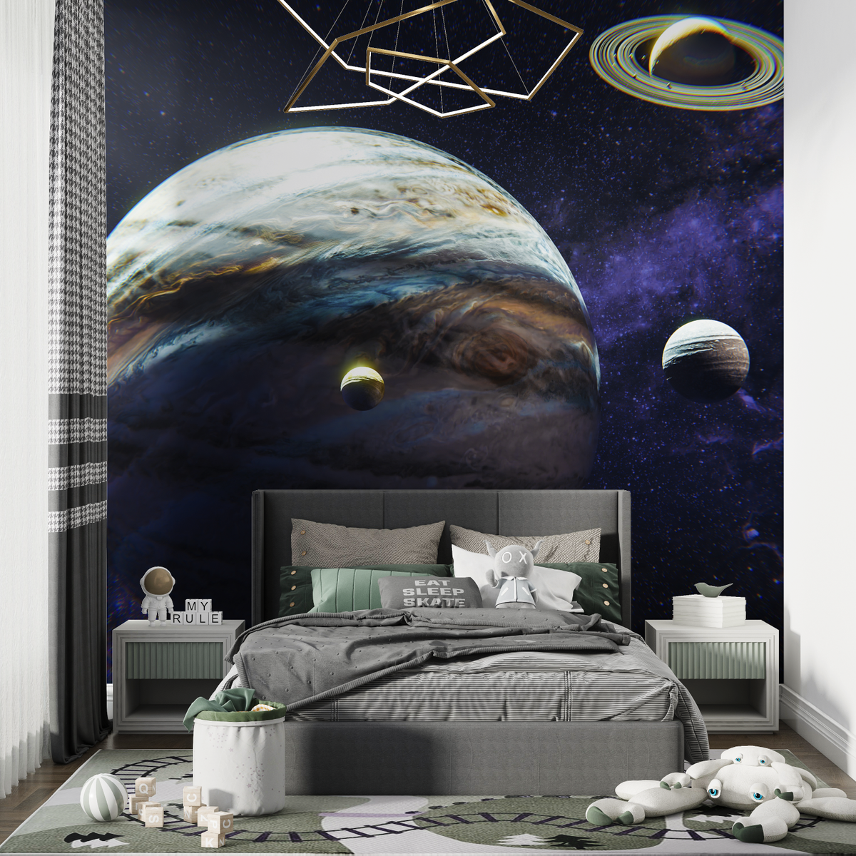Space Mural Wallpaper | Planetary System with Jupiter Design