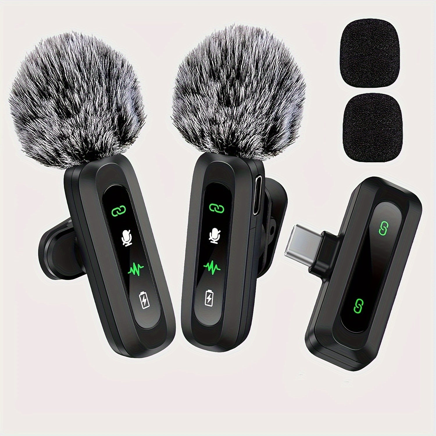 Wireless Lavalier Microphone  Dual USB-C Recording System - Detailed view