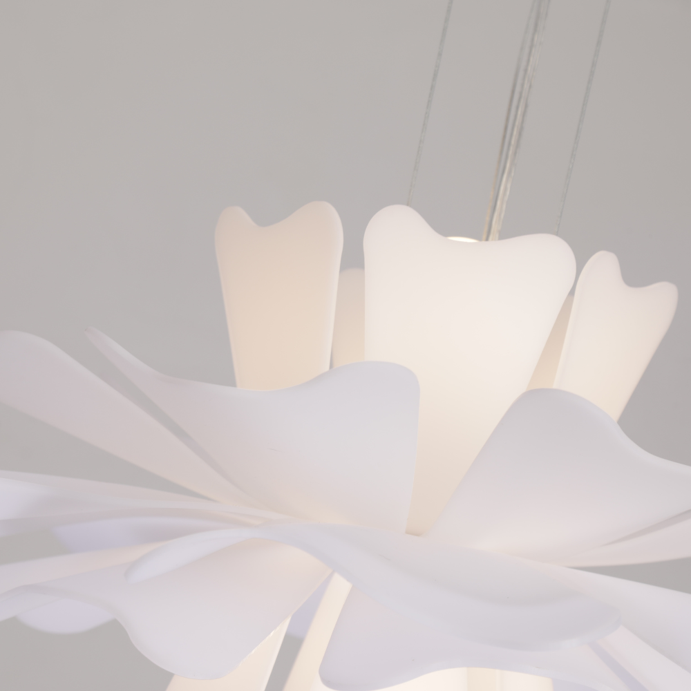 Modern Floral Pendant Light White Acrylic Petal Design - Product detail 4