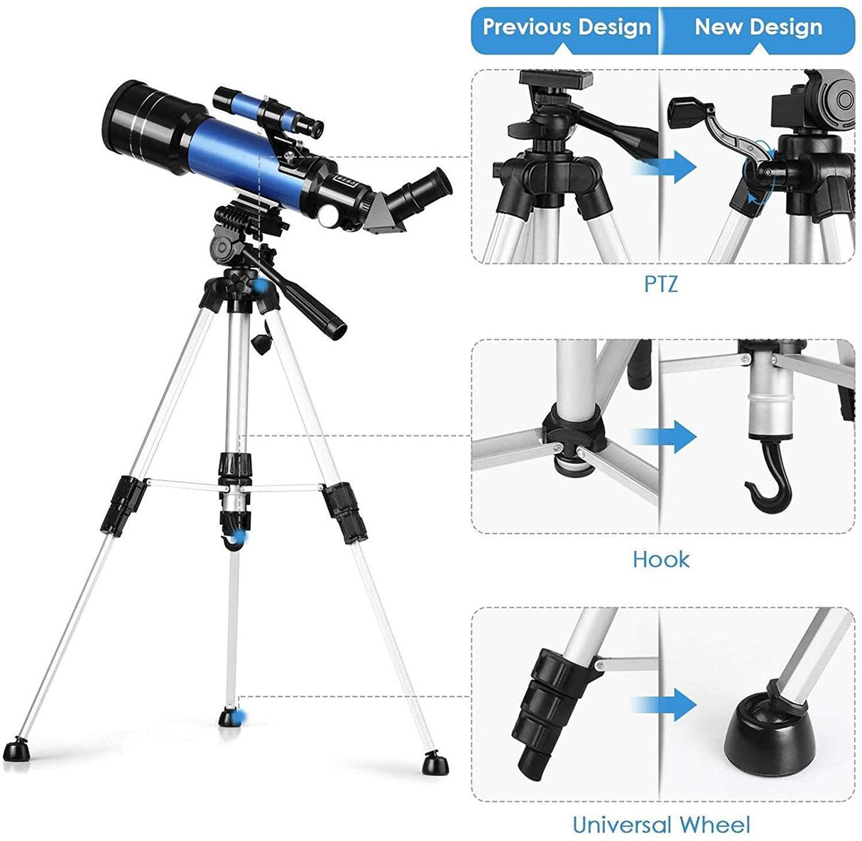 Astronomical Refractor Telescope  70mm Aperture with Tripod Mount - Product detail 5