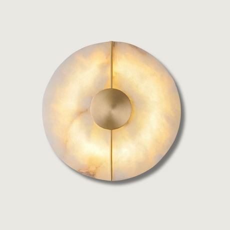 Art Deco Wall Lamp  Refined Stone  Gold Circle Design - Product showcase