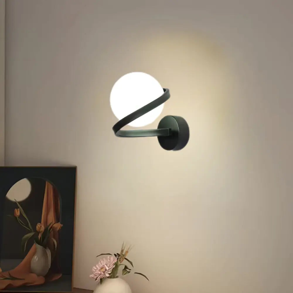Modern Wall Sconce Curved Metal Globe Design - Detailed view