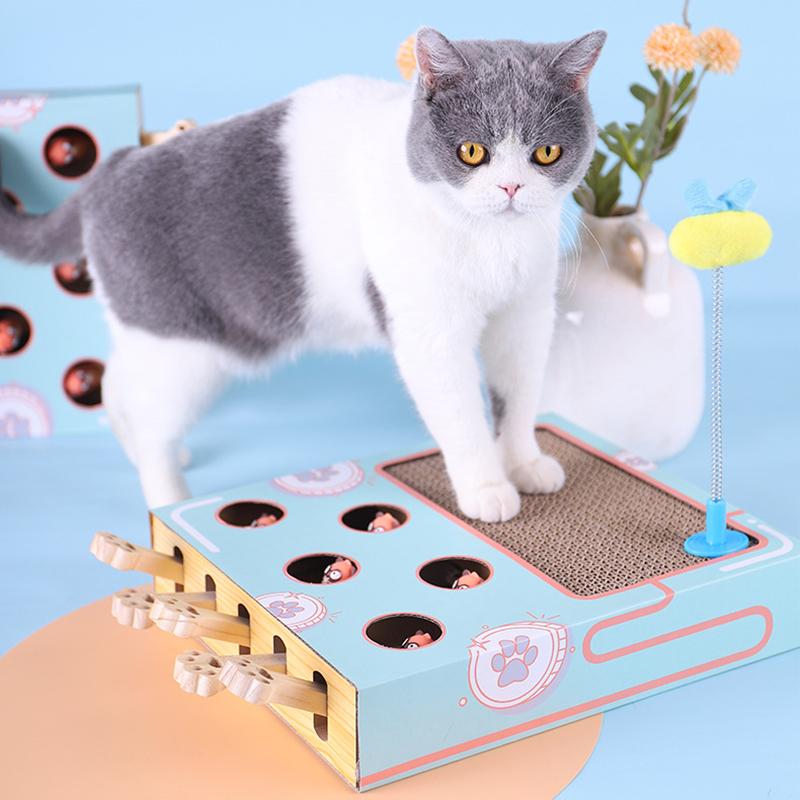 Interactive Cat Playground  3-in-1 Cardboard Scratch Post  Play Box - Product example