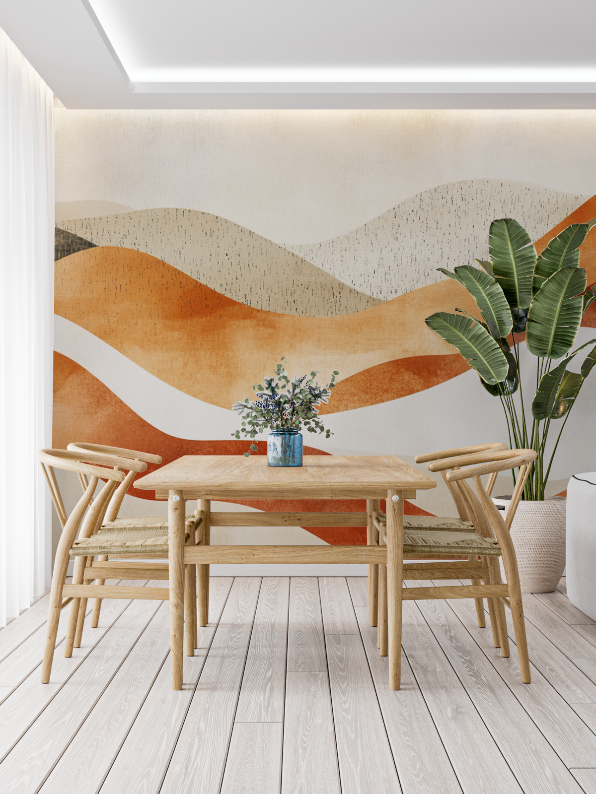 Abstract Mural Wallpaper | Terracotta Mountains Design