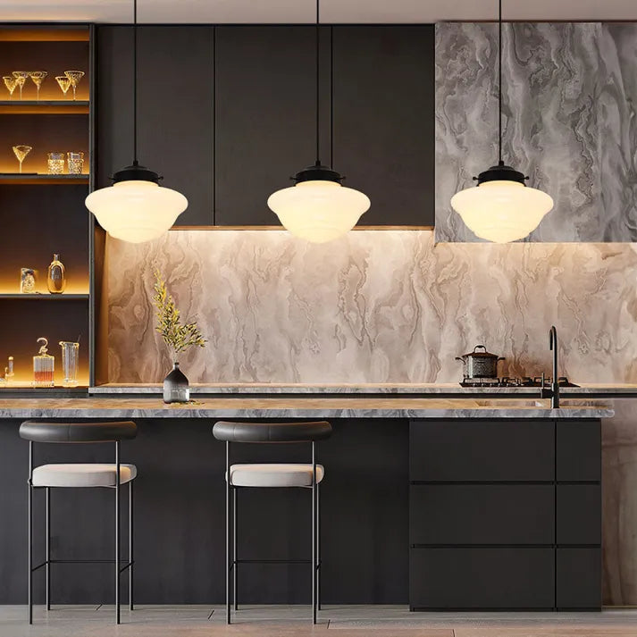 Vintage Pendant Light Geometric Milk Glass Shade - Product detail 13