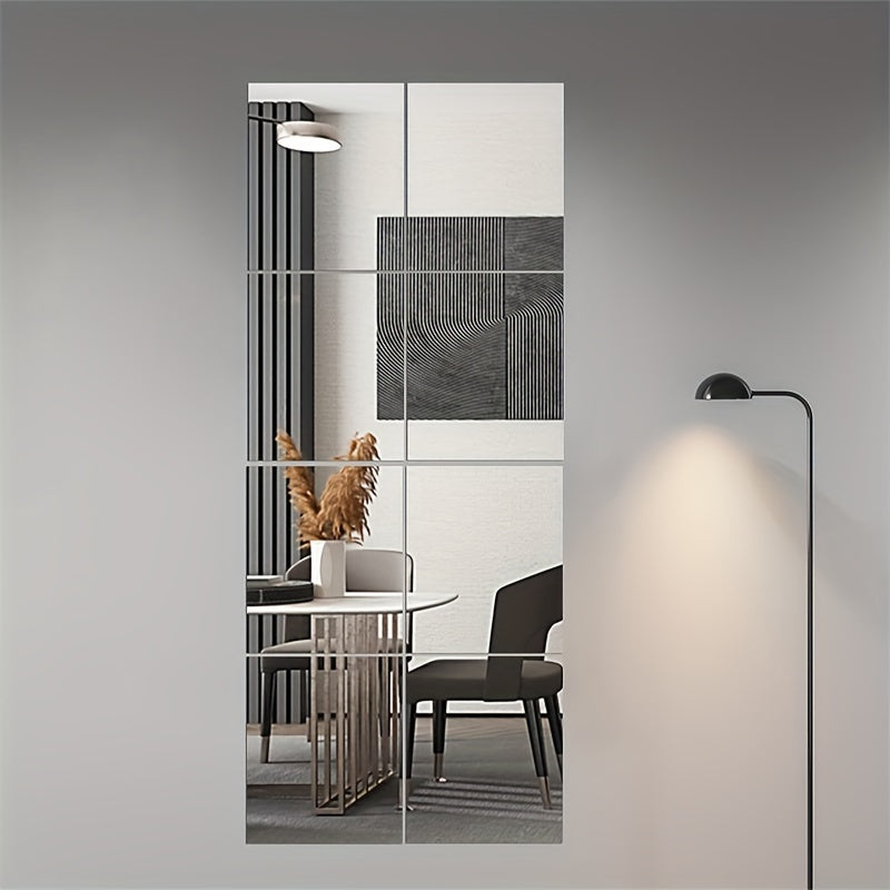 Modern Mirror Tiles Self-Adhesive Acrylic Square Set - Detailed view
