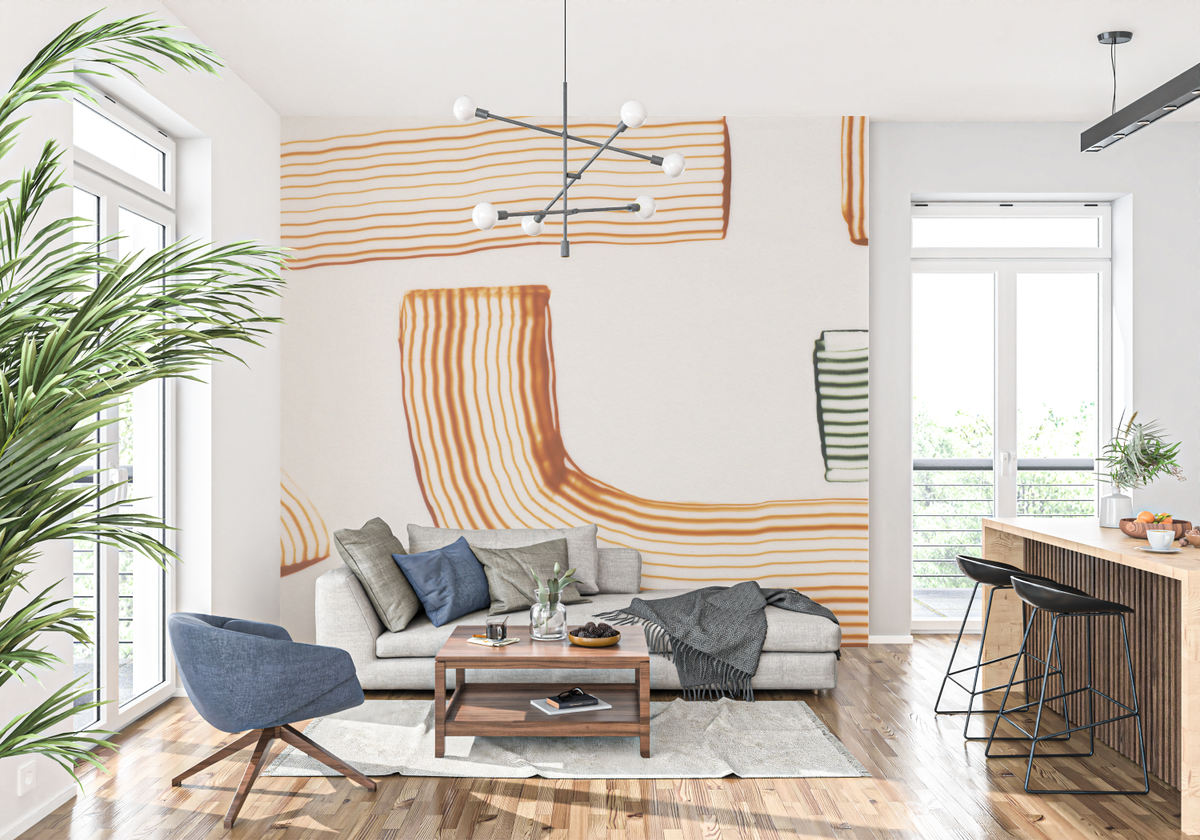 Abstract Mural Wallpaper | Modern Orange Striped Design
