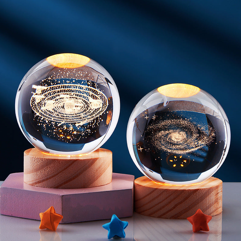 Galaxy LED Night Light Crystal Ball Universe Design - Detailed view