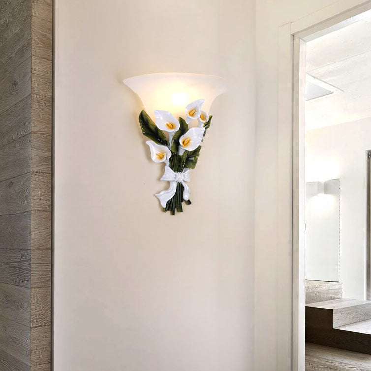 Floral Wall Sconce Calla Lily Glass Design - Product showcase