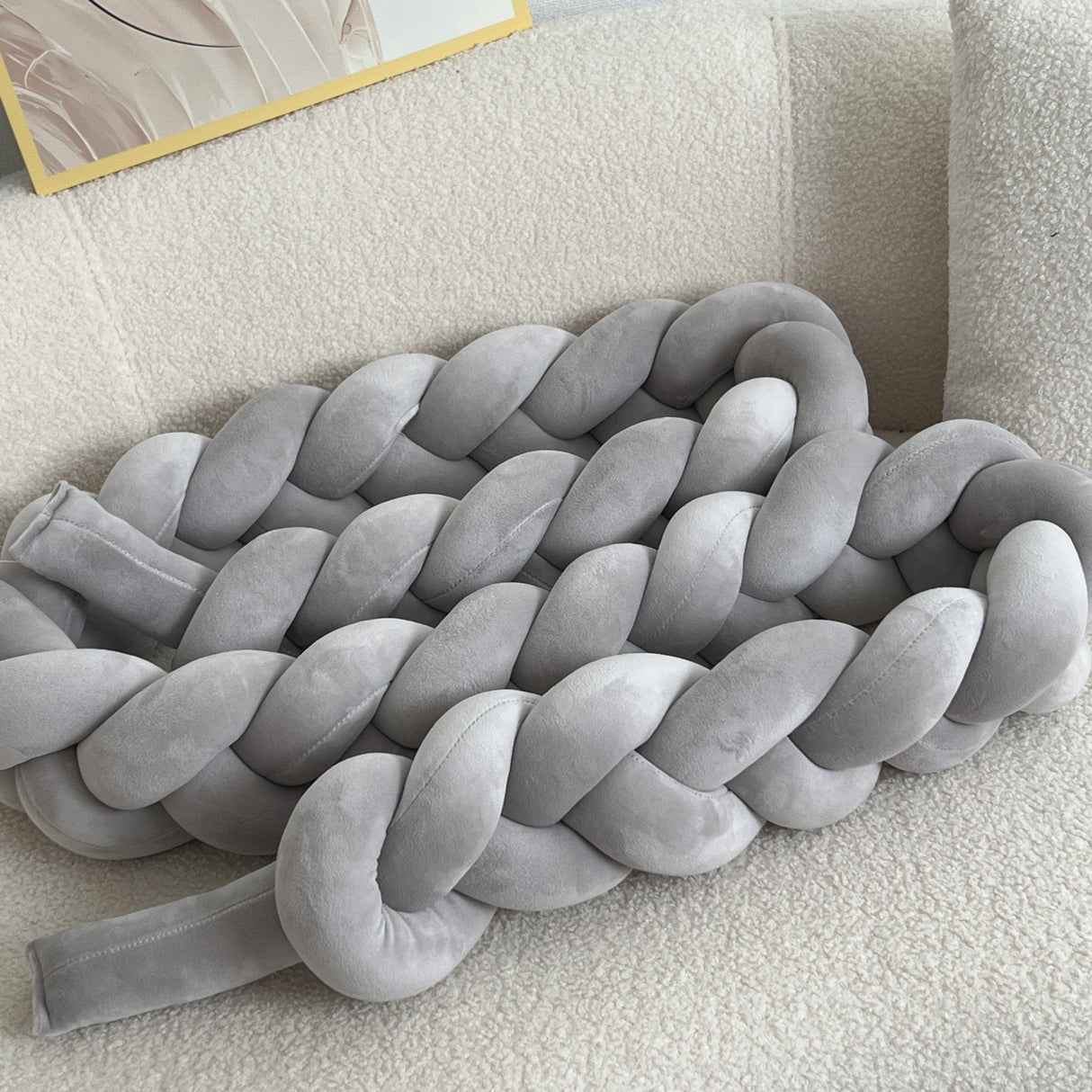 Braided Floor Cushion Chunky Knit Design in Cream - Product detail 6