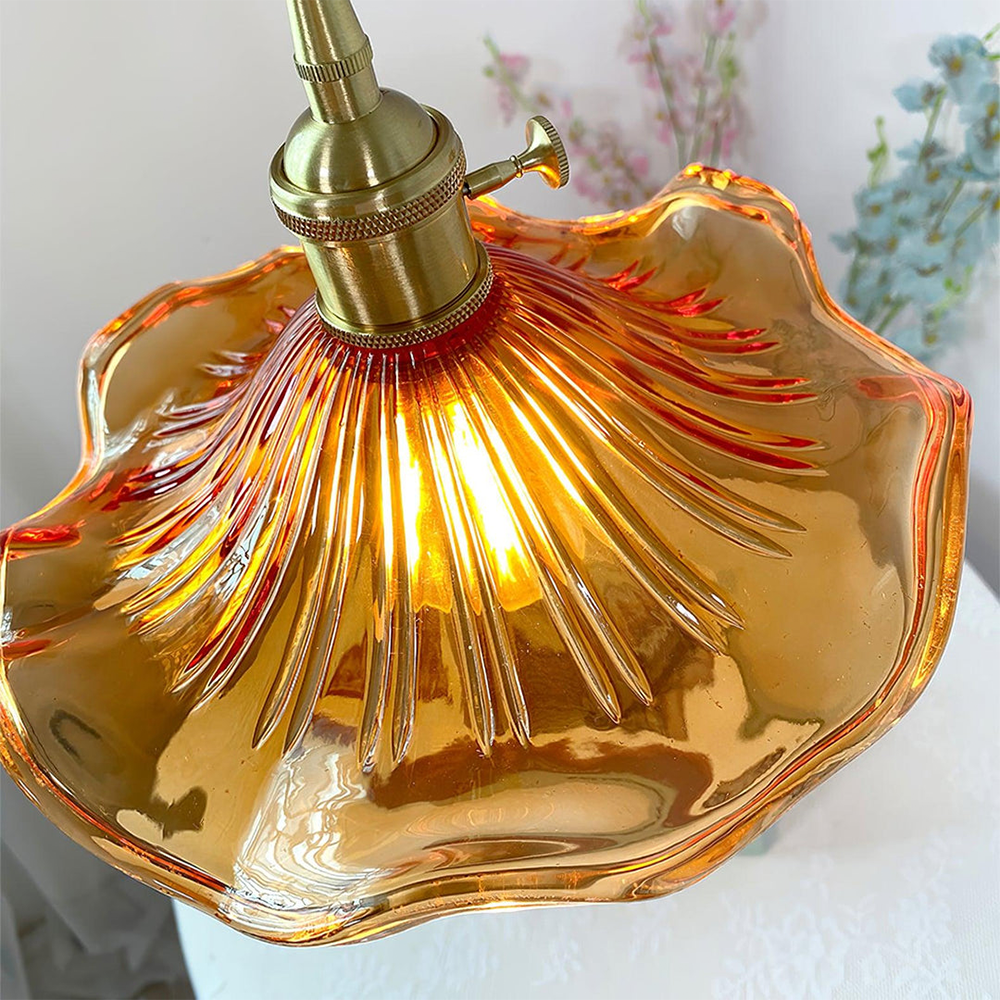 Floral Glass Pendant Light Wavy Petal Design - Product detail 12
