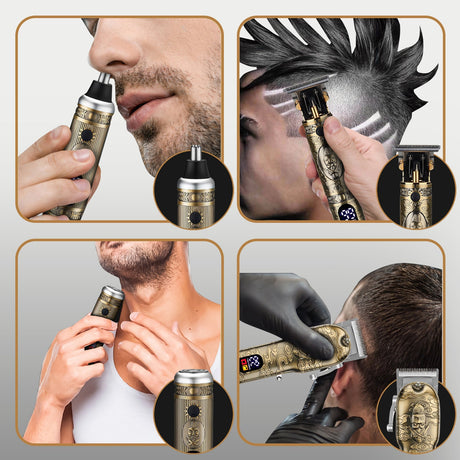 Professional Hair Clipper Set  Vintage Gold Engraved Design - Product detail 6