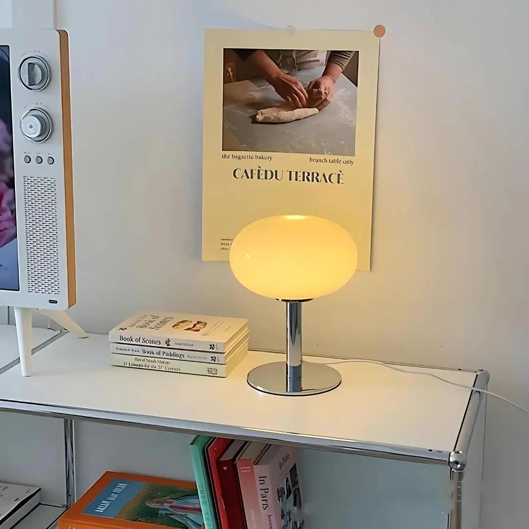 Modern Table Lamp Pink Glass Globe Chrome Base - Product example