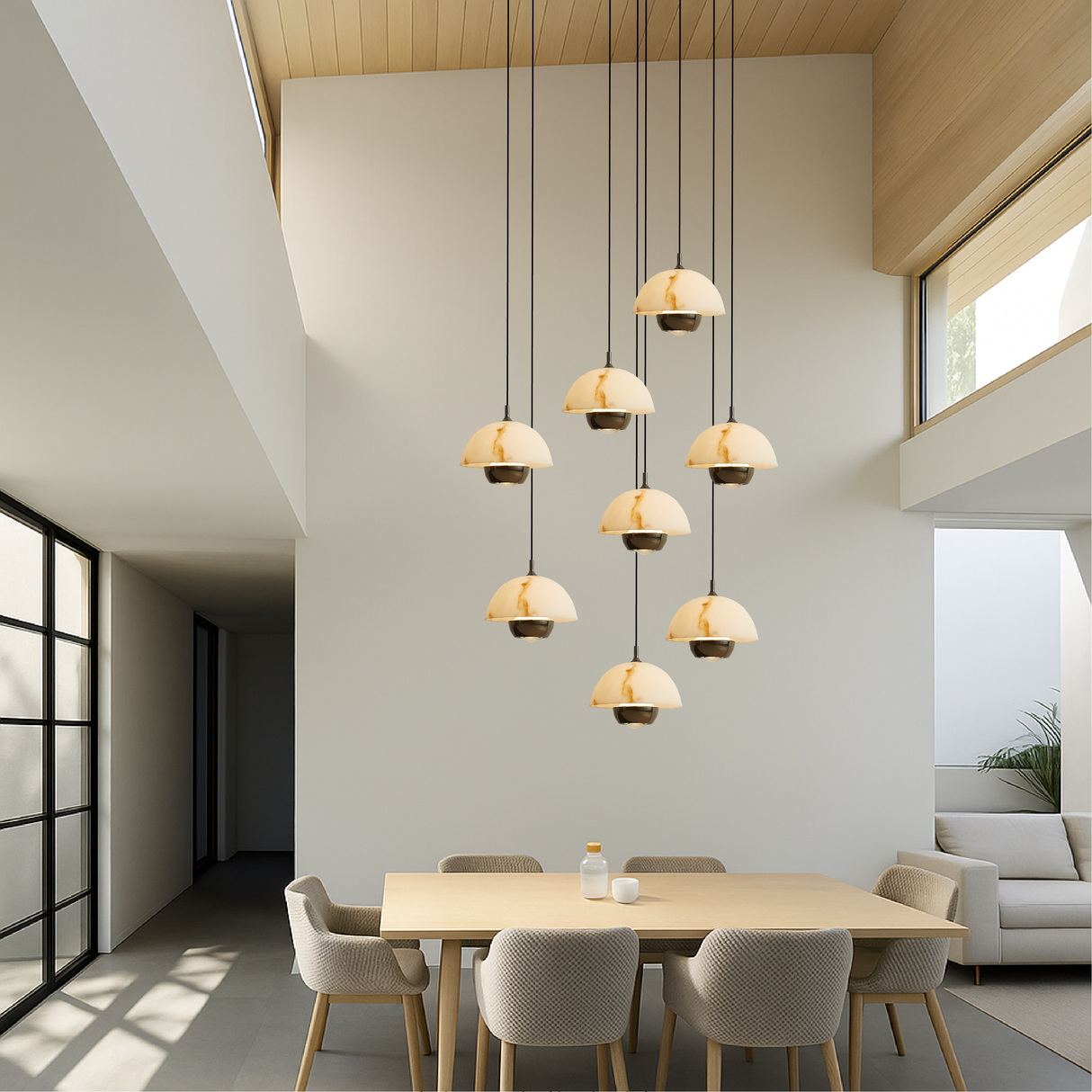 Modern Marble Pendant Light Cascading 8-Head Staircase Chandelier - Product detail 4