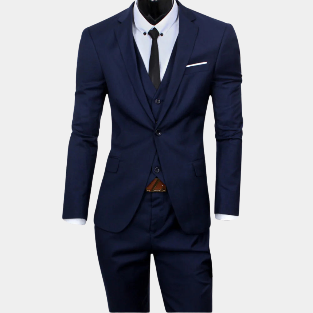 Classic Three Piece Suit Wine Red Cotton Slim Fit Design - Product detail 8