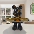 Decorative Bear Tray Sculpture  Pink and Gold Resin Design - Detailed view