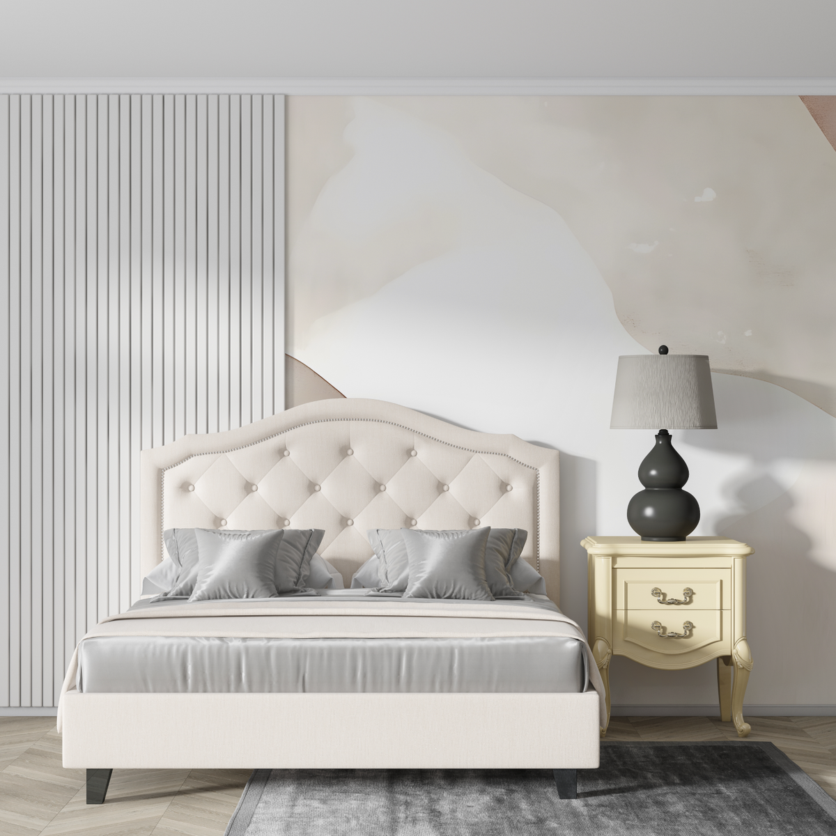 Abstract Mural Wallpaper | Organic Curved Lines in Beige