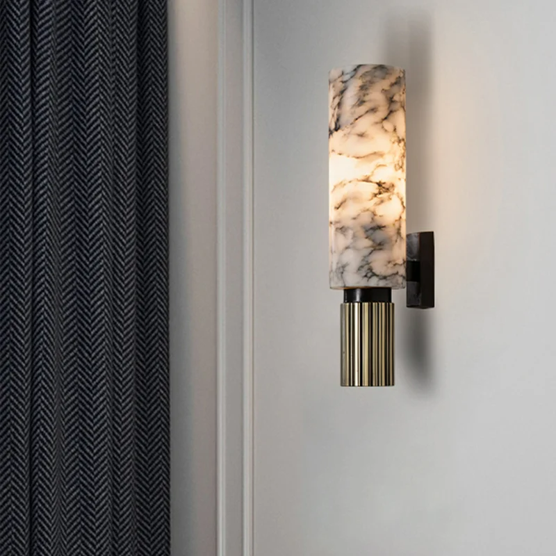 Marble Wall Sconce Natural Stone Cylindrical Shade - Product example