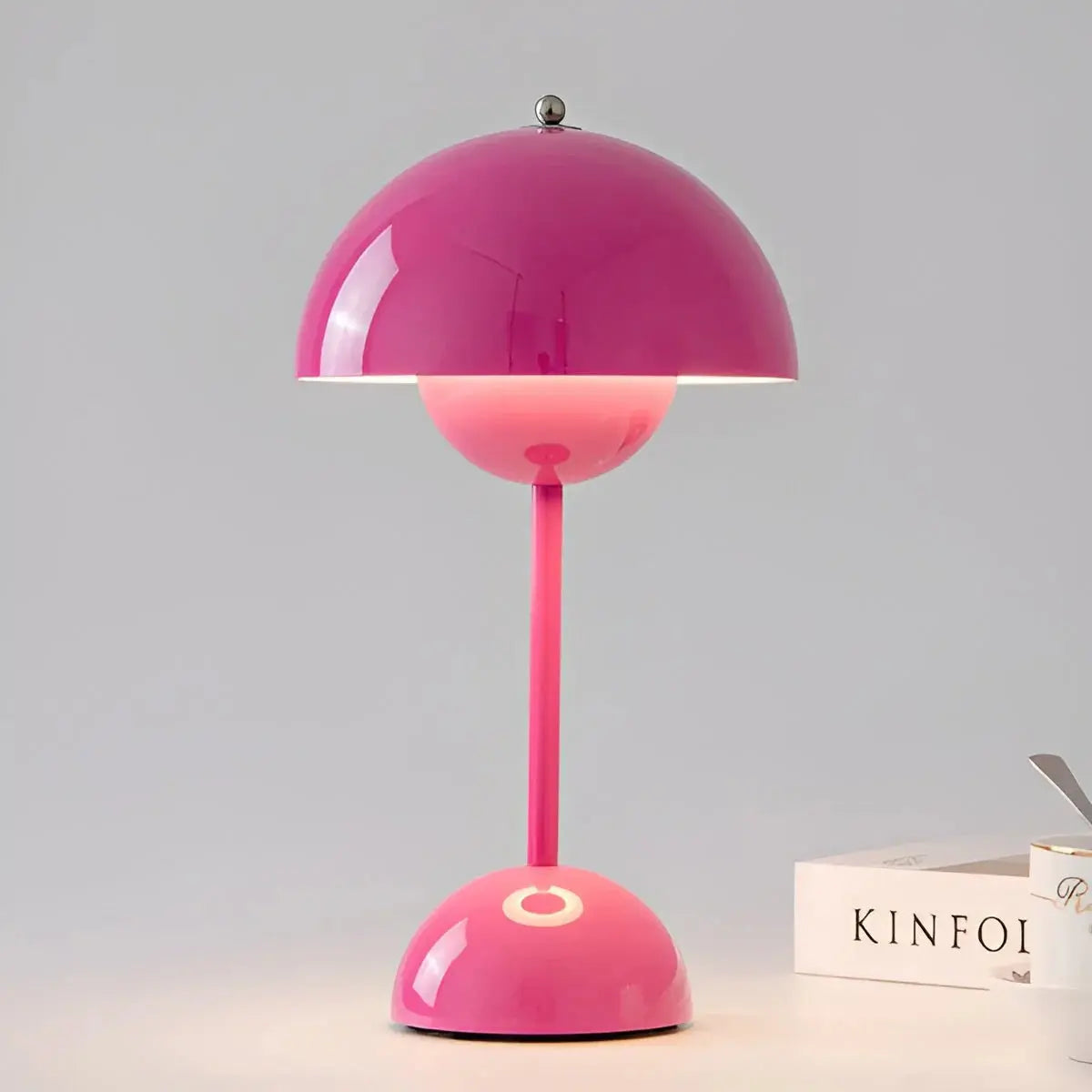 Modern Dome Table Lamp Pink Metal Finish - Product detail 12
