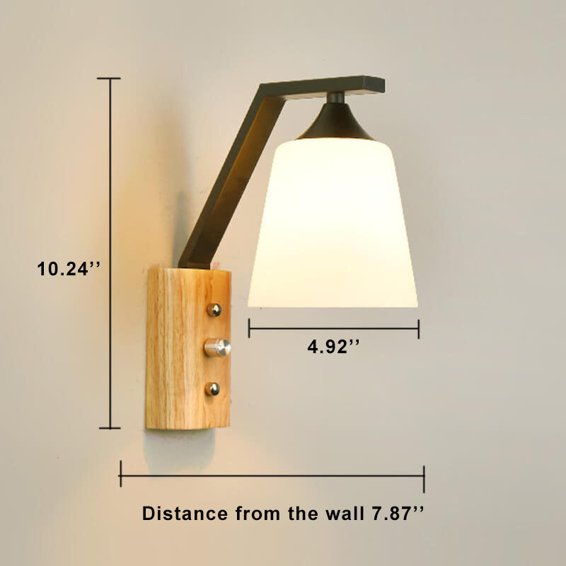 Scandinavian Wall Light Wood Metal Reading Sconce - Product example
