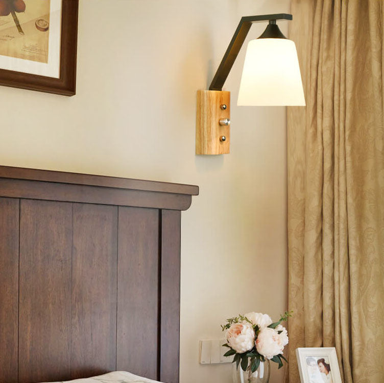Scandinavian Wall Light Wood Metal Reading Sconce - Product showcase