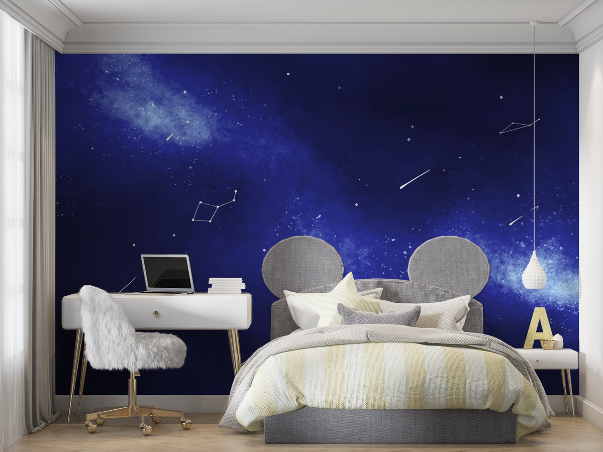 Galaxy Mural Wallpaper | Deep Blue Night Sky With Stars