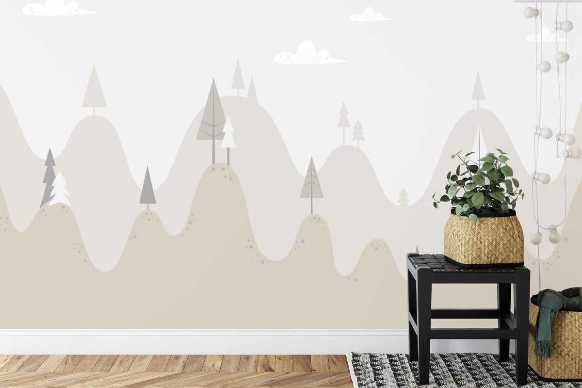 Mountain Mural Wallpaper | Minimalist Scandinavian Design