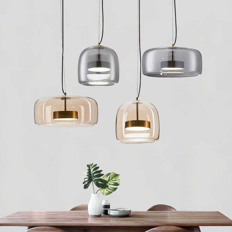 Modern Glass Pendant Light  Smoked Glass With Brass Accents - Product detail 9