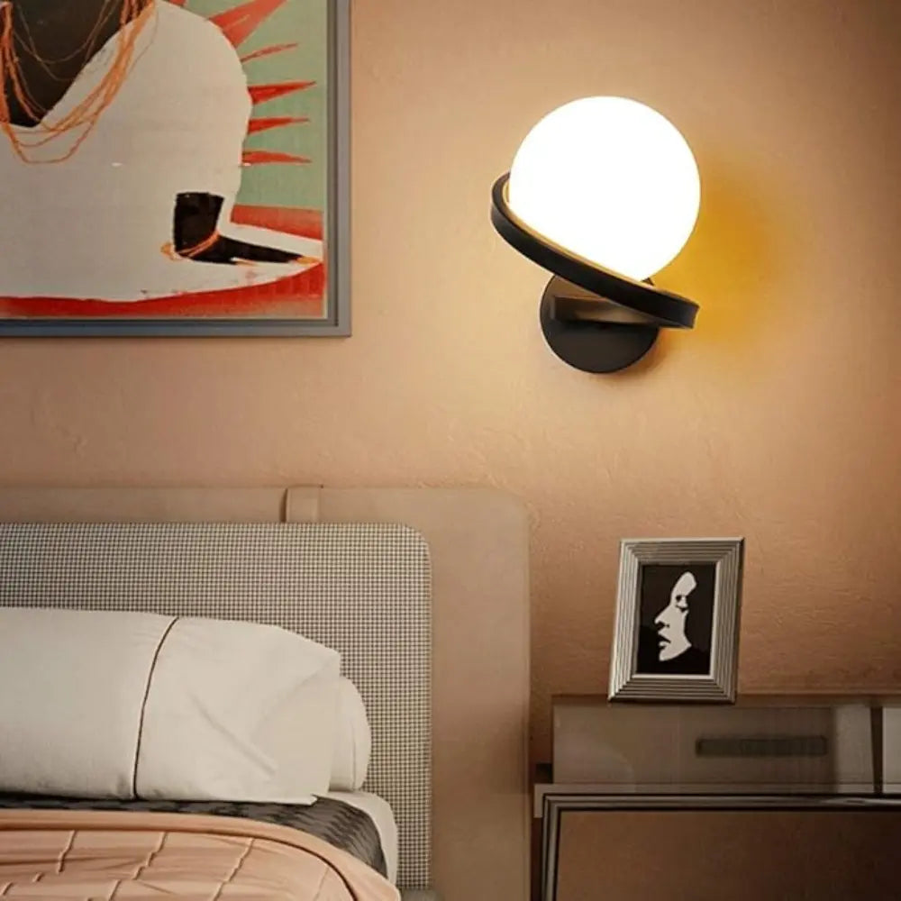 Modern Wall Sconce Curved Metal Globe Design - Product detail 4