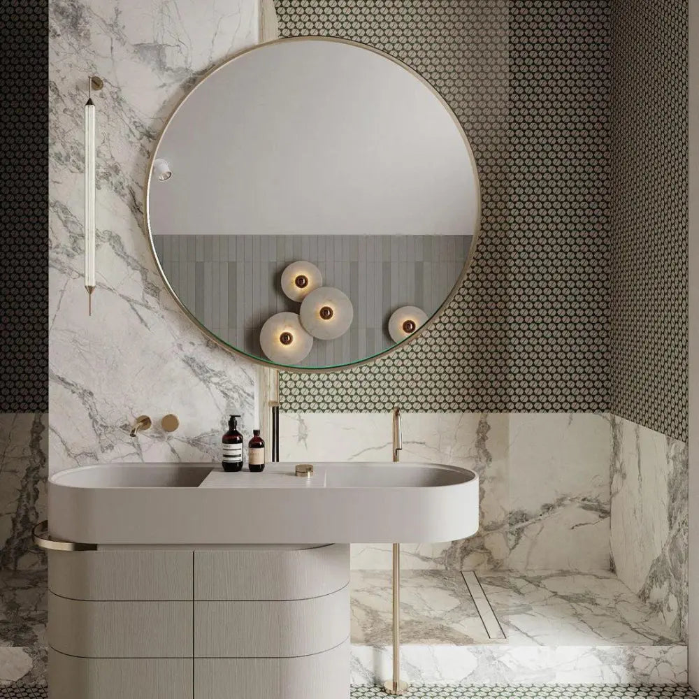 Modern Wall Light White Glass Disc with Bronze Center - Product detail 10