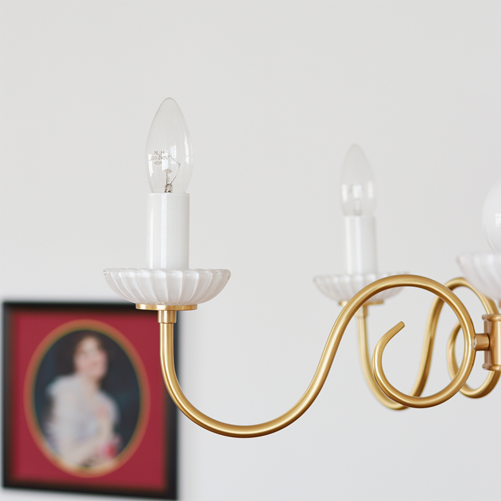 Classic Chandelier Light Brass White Glass Design - Product detail 9