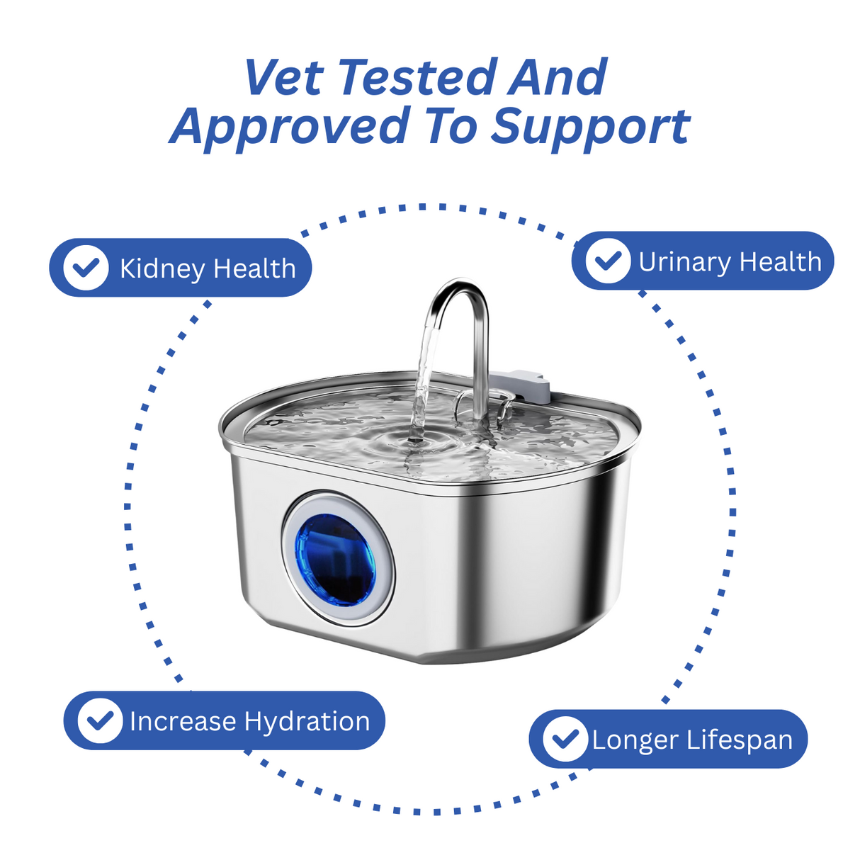 Pet Water Fountain  LED Indicator Stainless Steel Design - Product detail 5