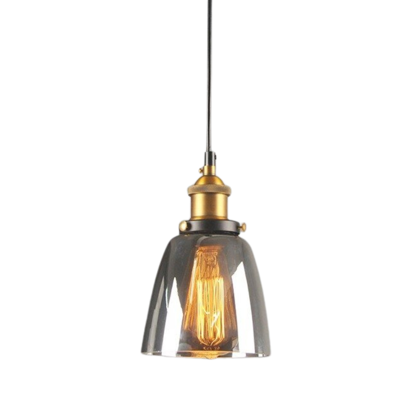 Industrial Glass Pendant Light Smoke Grey Vintage Shade - Product detail 10