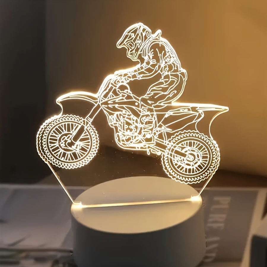 Motocross LED Night Light  3D Geometric Design - Detailed view