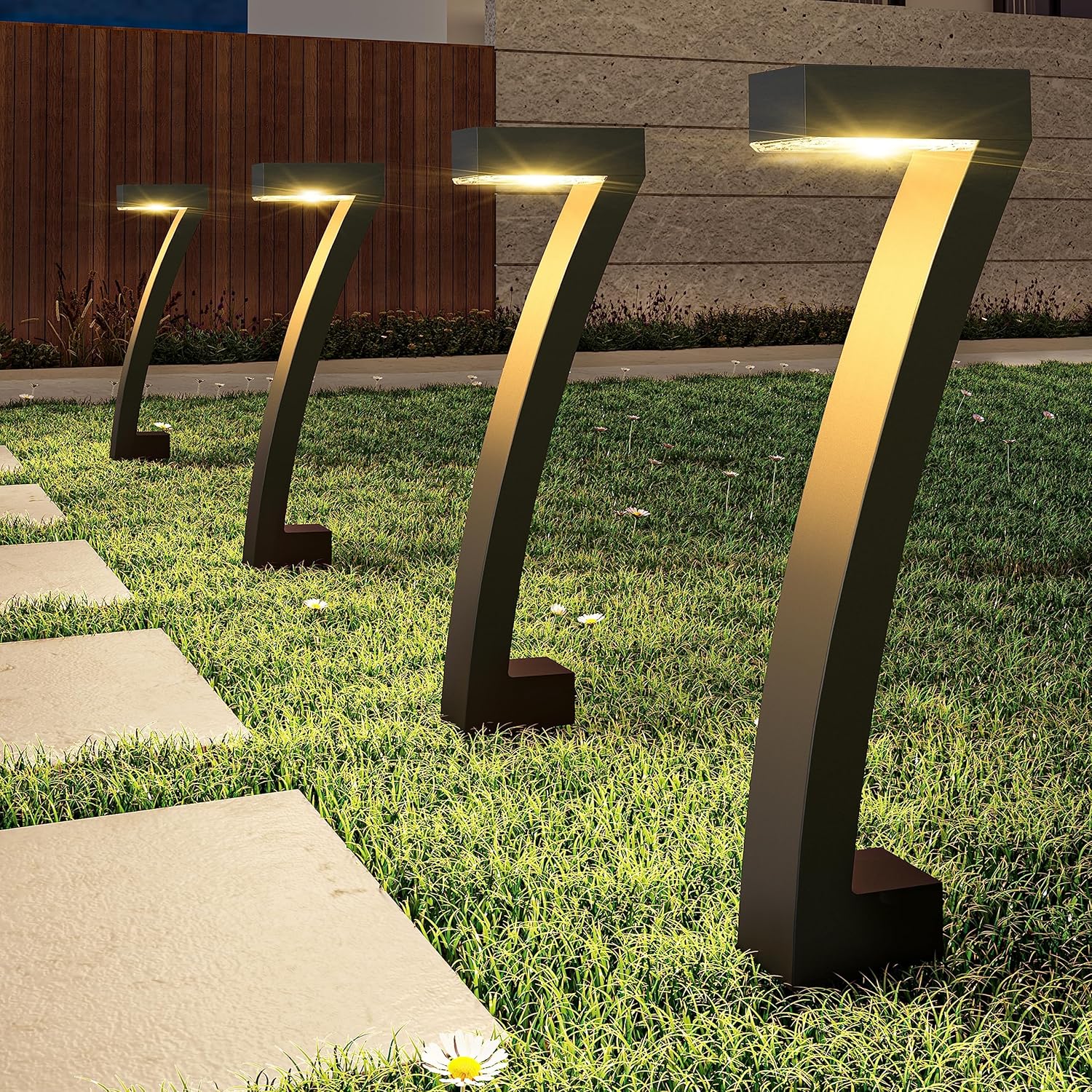 Modern Solar Path Lights  Z-Shaped LED Garden Lighting - Product showcase