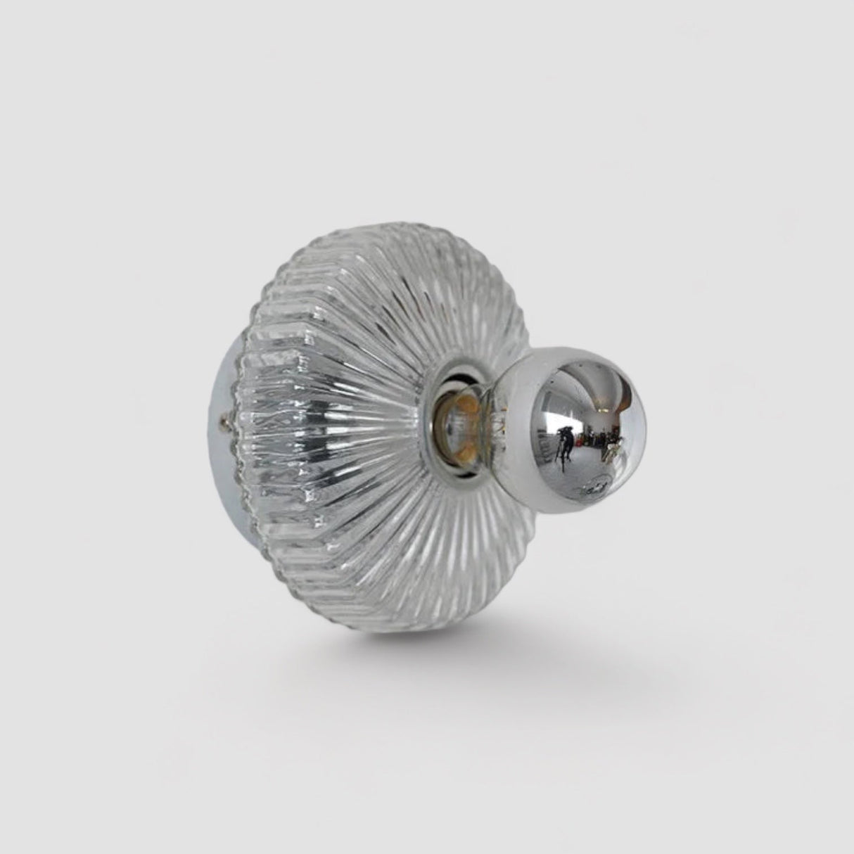 Vintage Glass Wall Lamp Ribbed Dome Shade With Chrome Accent - Product showcase